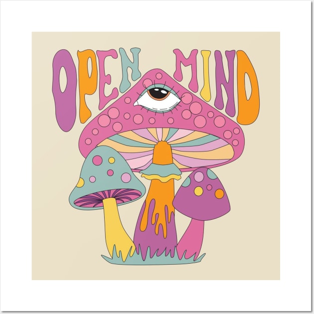 open mind Shirt, Vintage Mushroom Sweatshirt, Retro Hippie Wall Art by Linna-Rose